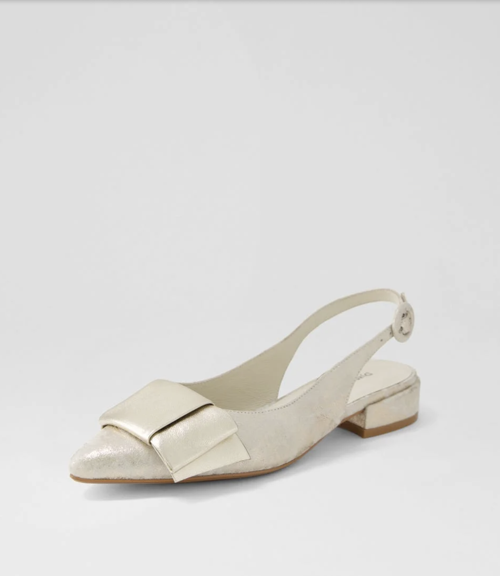 Evenning Slingback (Beige & Gold Wash Leather)