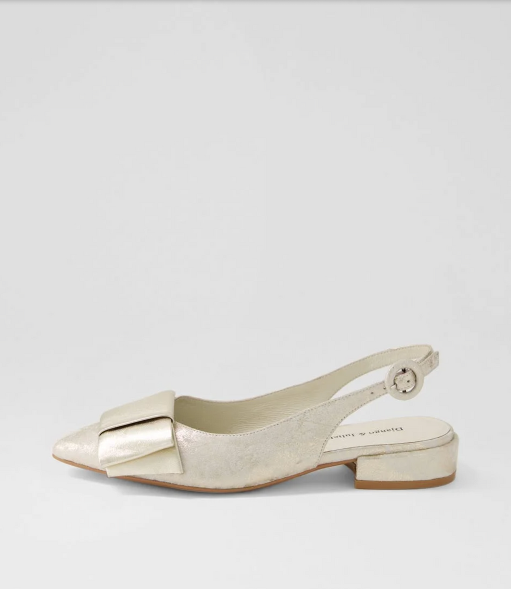 Evenning Slingback (Beige & Gold Wash Leather)